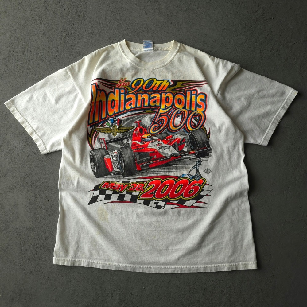 Vintage 2000s Indianapolis 500 T-shirt XL White Racing Graphic Gildan